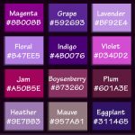 Shades of Purple & Names with HEX, RGB Color Codes