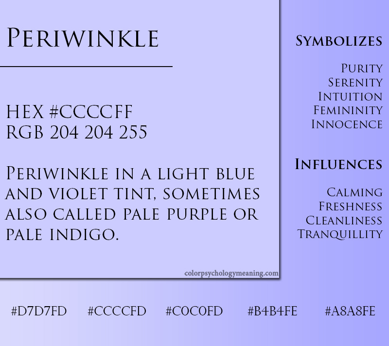 Periwinkle color Hex codes and meanings.