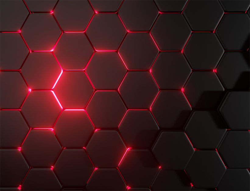 Hexagon red color abstract.