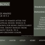 Color Ebony Ebony color meaning, symbolism, and hex codes.