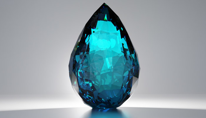 Aquamarine blue gemstone.