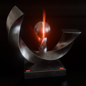 Radiant Eclipse – Flowing Arc Energy Sculpture with Glowing Core | Colour Psychology Edition